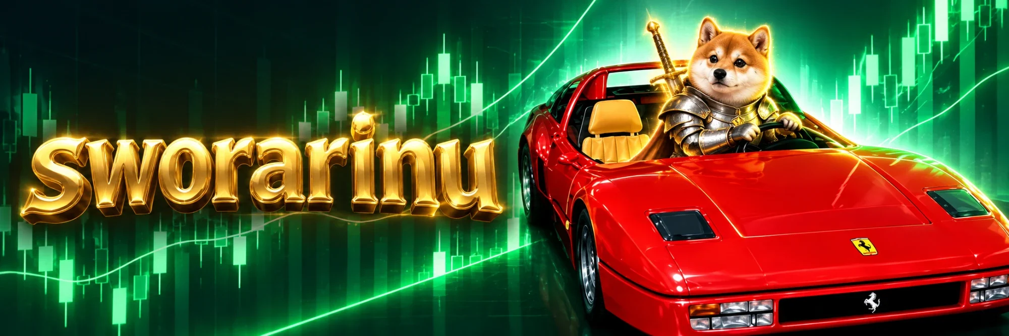 Sworarinu logo with the knight in his red car